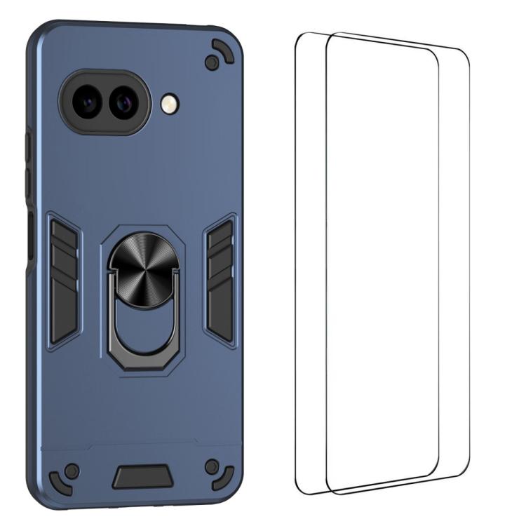 WANLONFENG Armor Kickstand Shockproof Phone Case with 2pcs Screen Films, For Google Pixel 10a, For Google Pixel 9a