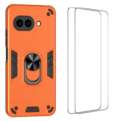 WANLONFENG Armor Kickstand Shockproof Phone Case with 2pcs Screen Films, For Google Pixel 10a, For Google Pixel 9a
