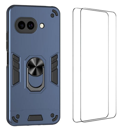 WANLONFENG Armor Kickstand Shockproof Phone Case with 2pcs Screen Films, For Google Pixel 10a, For Google Pixel 9a