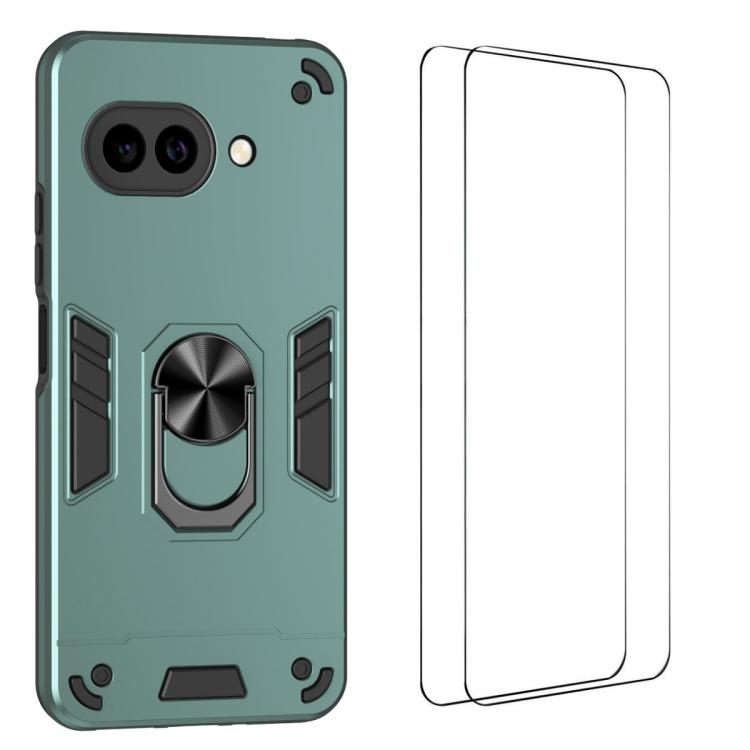 WANLONFENG Armor Kickstand Shockproof Phone Case with 2pcs Screen Films, For Google Pixel 10a, For Google Pixel 9a