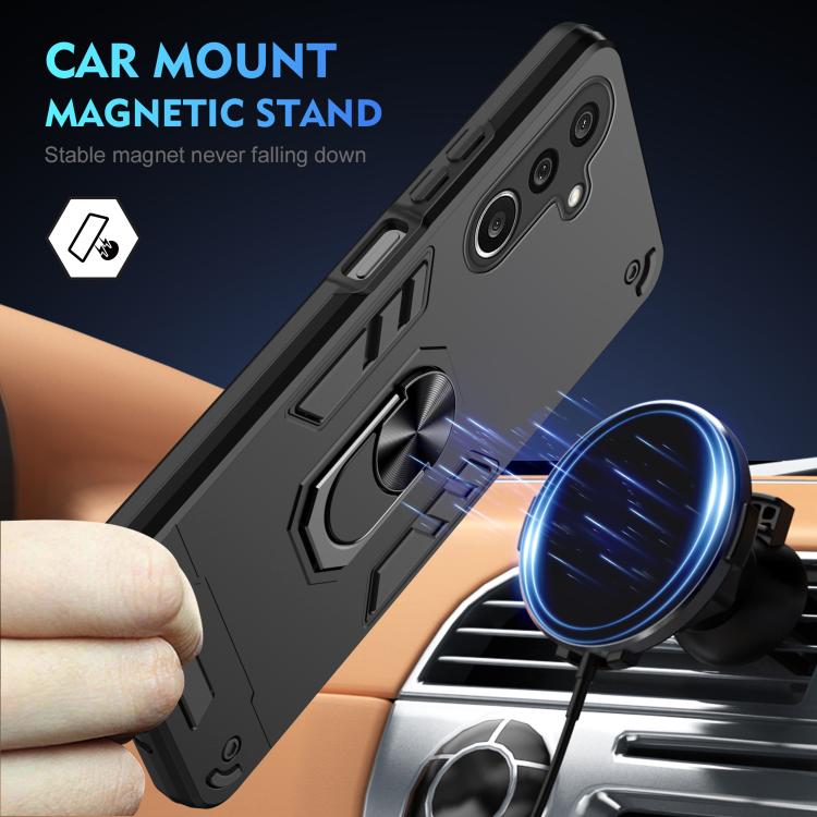 WANLONFENG Armor Kickstand Shockproof Phone Case with 2pcs Screen Films, For Galaxy A27 5G