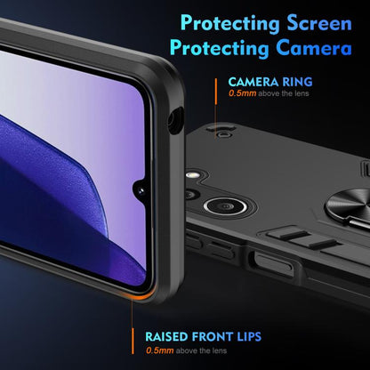 WANLONFENG Armor Kickstand Shockproof Phone Case with 2pcs Screen Films, For Galaxy A27 5G