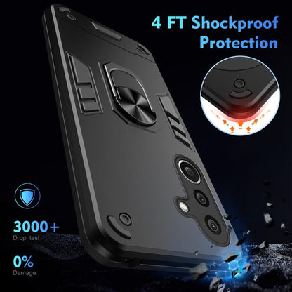 WANLONFENG Armor Kickstand Shockproof Phone Case with 2pcs Screen Films, For Galaxy A27 5G