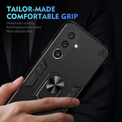 WANLONFENG Armor Kickstand Shockproof Phone Case with 2pcs Screen Films, For Galaxy A27 5G
