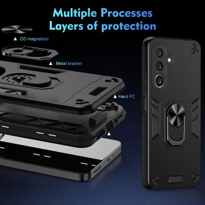 WANLONFENG Armor Kickstand Shockproof Phone Case with 2pcs Screen Films, For Galaxy A27 5G