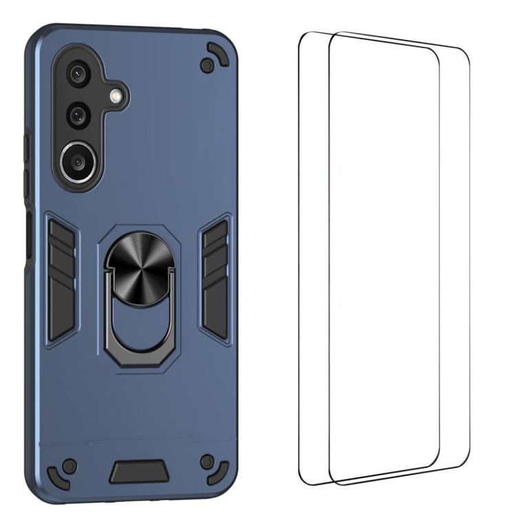 WANLONFENG Armor Kickstand Shockproof Phone Case with 2pcs Screen Films, For Galaxy A27 5G