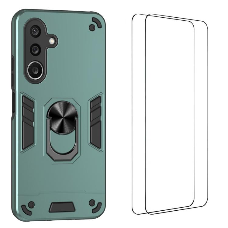 WANLONFENG Armor Kickstand Shockproof Phone Case with 2pcs Screen Films, For Galaxy A27 5G