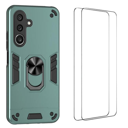 WANLONFENG Armor Kickstand Shockproof Phone Case with 2pcs Screen Films, For Galaxy A27 5G