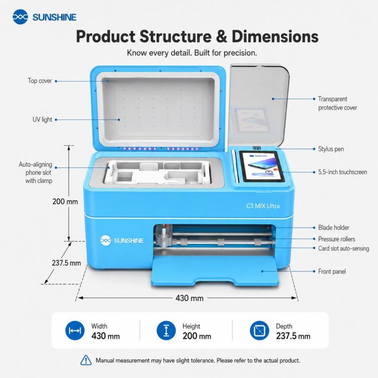 SUNSHINE C3 Mix Ultra 12.9-inch Smart Vacuum Auto-positioning Cutting & Laminating Machine with UV Curing, AU Plug, EU Plug, UK Plug, US Plug