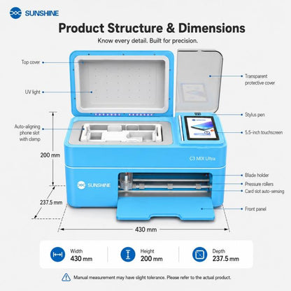 SUNSHINE C3 Mix Ultra 12.9-inch Smart Vacuum Auto-positioning Cutting & Laminating Machine with UV Curing, AU Plug, EU Plug, UK Plug, US Plug