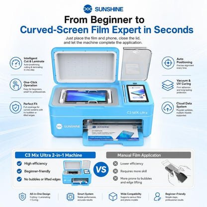 SUNSHINE C3 Mix Ultra 12.9-inch Smart Vacuum Auto-positioning Cutting & Laminating Machine with UV Curing, AU Plug, EU Plug, UK Plug, US Plug