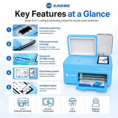 SUNSHINE C3 Mix Ultra 12.9-inch Smart Vacuum Auto-positioning Cutting & Laminating Machine with UV Curing, AU Plug, EU Plug, UK Plug, US Plug