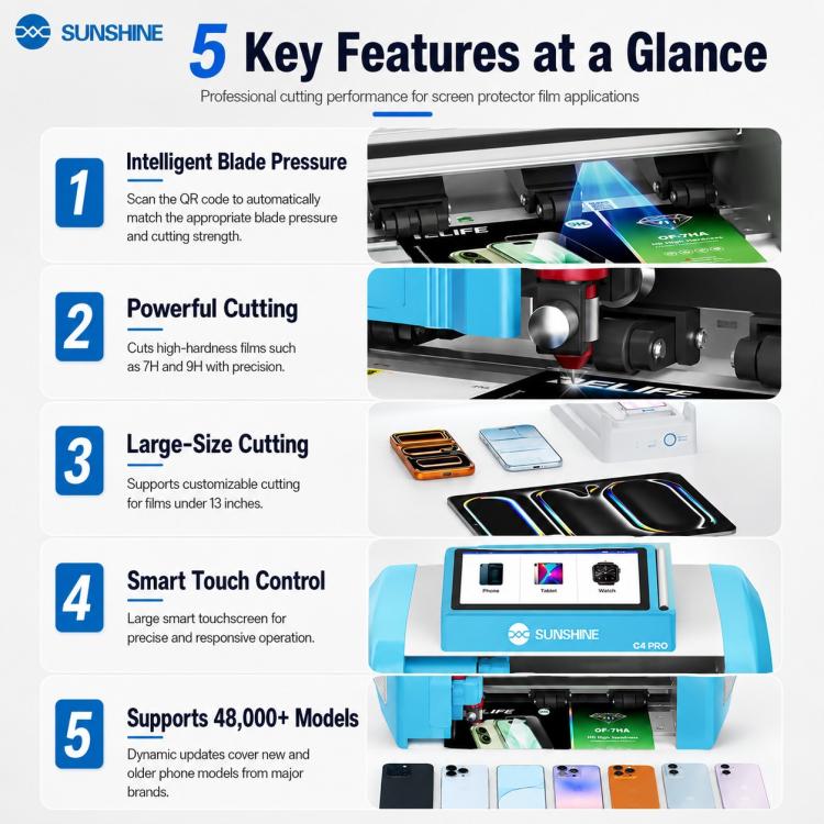 SUNSHINE C4 Pro 13-inch Intelligent High-Hardness Film Cutting Machine, AU Plug, EU Plug, UK Plug, US Plug
