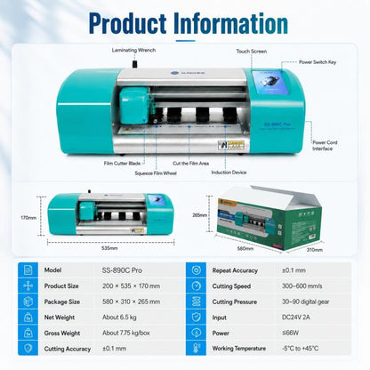 SUNSHINE SS-890C Pro 12.9-inch Flexible Hydrogel Film Dual Intelligent Auto Cutting Machine, AU Plug, EU Plug, UK Plug, US Plug