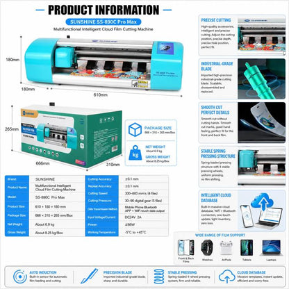 SUNSHINE SS-890C Pro Max 16-inch Flexible Hydrogel Film Dual Intelligent Auto Cutting Machine, AU Plug, EU Plug, UK Plug, US Plug