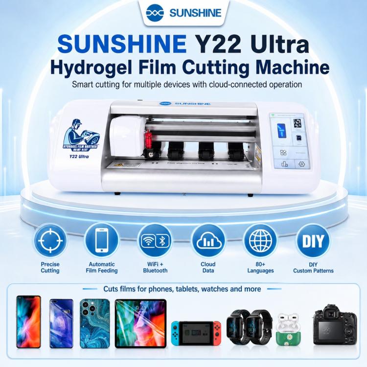 SUNSHINE Y22 Ultra Unlimited Hydrogel Phone Screen Protector Film Cutting Machine, AU Plug, EU Plug, UK Plug, US Plug