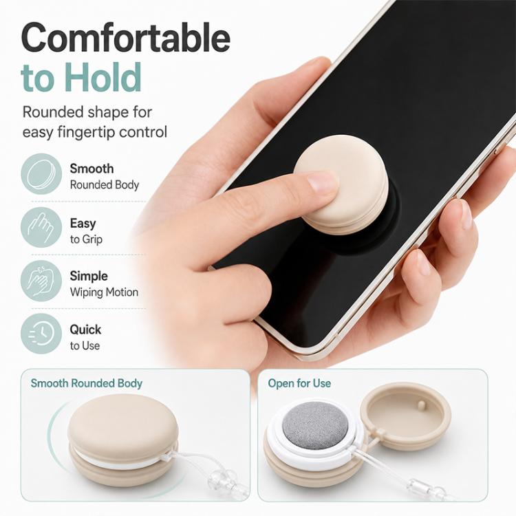 Multifunctional Portable Macaron Shape Phone Screen Cleaner Cloth with Lanyard