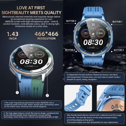 S99 1.43 inch GPS Sports Smart Watch, Support Bluetooth Call / Heart Rate / Blood Oxygen / Sleep Monitoring