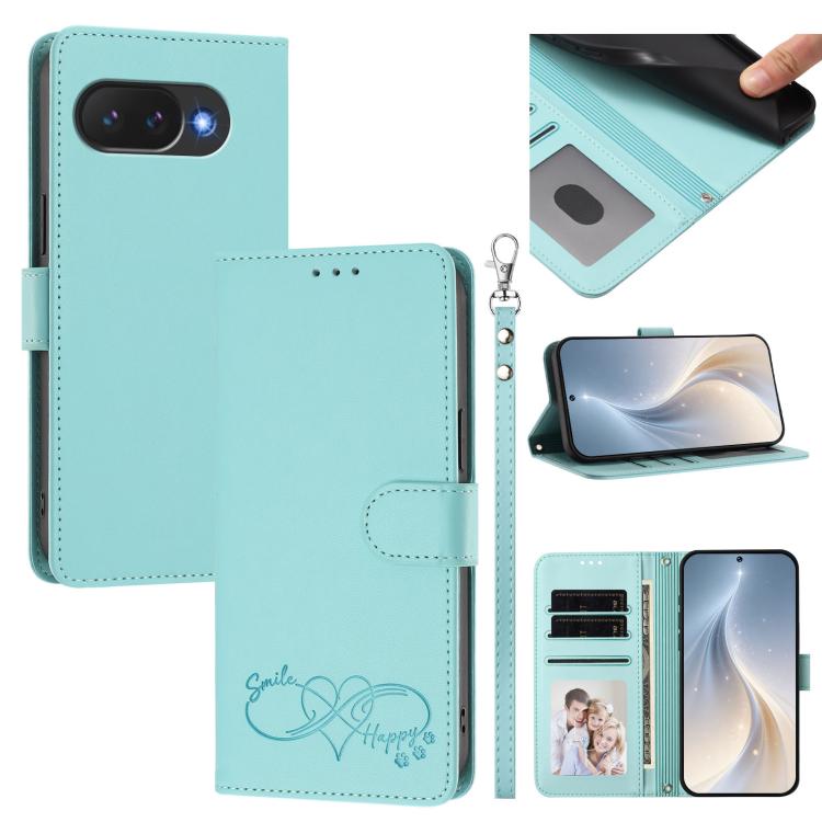 Happy Heart Pattern Magnetic Closure Vegan Leather Phone Case with Wrist Strap, For Google Pixel 11 Pro XL, For Google Pixel 11 / 11 Pro, For Google Pixel 10a, For Google Pixel 10 Pro XL / 9 Pro XL, For Google Pixel 10 / 10 Pro / 9 Pro                 ...