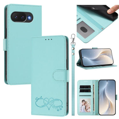 Happy Heart Pattern Magnetic Closure Vegan Leather Phone Case with Wrist Strap, For Google Pixel 11 Pro XL, For Google Pixel 11 / 11 Pro, For Google Pixel 10a, For Google Pixel 10 Pro XL / 9 Pro XL, For Google Pixel 10 / 10 Pro / 9 Pro                 ...