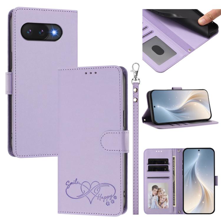 Happy Heart Pattern Magnetic Closure Vegan Leather Phone Case with Wrist Strap, For Google Pixel 11 Pro XL, For Google Pixel 11 / 11 Pro, For Google Pixel 10a, For Google Pixel 10 Pro XL / 9 Pro XL, For Google Pixel 10 / 10 Pro / 9 Pro                 ...
