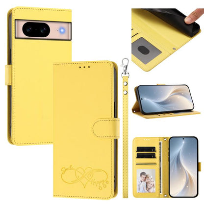 Happy Heart Pattern Magnetic Closure Vegan Leather Phone Case with Wrist Strap, For Google Pixel 11 Pro XL, For Google Pixel 11 / 11 Pro, For Google Pixel 10a, For Google Pixel 10 Pro XL / 9 Pro XL, For Google Pixel 10 / 10 Pro / 9 Pro                 ...