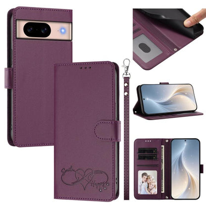 Happy Heart Pattern Magnetic Closure Vegan Leather Phone Case with Wrist Strap, For Google Pixel 11 Pro XL, For Google Pixel 11 / 11 Pro, For Google Pixel 10a, For Google Pixel 10 Pro XL / 9 Pro XL, For Google Pixel 10 / 10 Pro / 9 Pro                 ...
