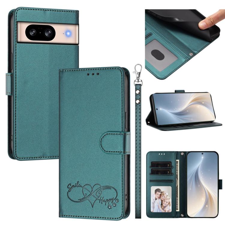 Happy Heart Pattern Magnetic Closure Vegan Leather Phone Case with Wrist Strap, For Google Pixel 11 Pro XL, For Google Pixel 11 / 11 Pro, For Google Pixel 10a, For Google Pixel 10 Pro XL / 9 Pro XL, For Google Pixel 10 / 10 Pro / 9 Pro                 ...
