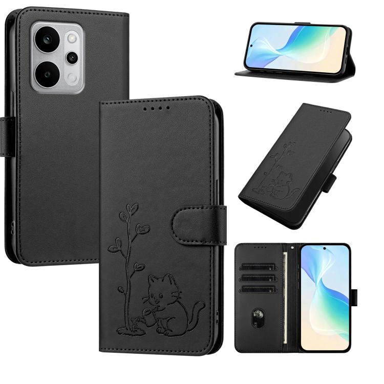 YX0014 Cat Watering Tree Buckle Vegan Leather Phone Case with Lanyard, For Realme P4 Power 5G, For Realme Note 80 4G, For Realme  Neo8 5G, For Realme  16 5G, For Realme 16 Pro+ 5G, For Realme  16 Pro 5G, For Realme GT 8 Pro Global, For Realme C85 5G   ...