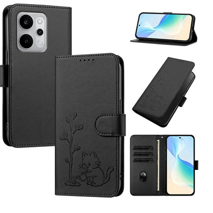 YX0014 Cat Watering Tree Buckle Vegan Leather Phone Case with Lanyard, For Realme P4 Power 5G, For Realme Note 80 4G, For Realme  Neo8 5G, For Realme  16 5G, For Realme 16 Pro+ 5G, For Realme  16 Pro 5G, For Realme GT 8 Pro Global, For Realme C85 5G   ...