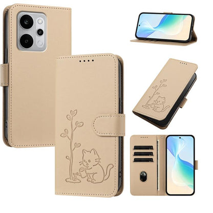 YX0014 Cat Watering Tree Buckle Vegan Leather Phone Case with Lanyard, For Realme P4 Power 5G, For Realme Note 80 4G, For Realme  Neo8 5G, For Realme  16 5G, For Realme 16 Pro+ 5G, For Realme  16 Pro 5G, For Realme GT 8 Pro Global, For Realme C85 5G   ...