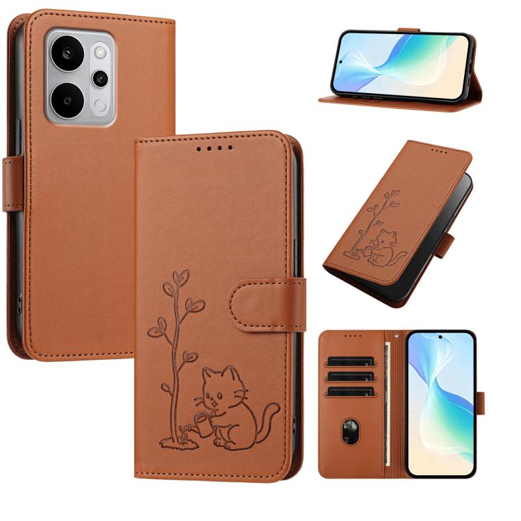 YX0014 Cat Watering Tree Buckle Vegan Leather Phone Case with Lanyard, For Realme P4 Power 5G, For Realme Note 80 4G, For Realme  Neo8 5G, For Realme  16 5G, For Realme 16 Pro+ 5G, For Realme  16 Pro 5G, For Realme GT 8 Pro Global, For Realme C85 5G   ...