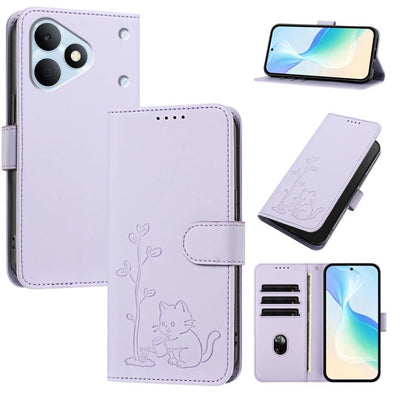 YX0014 Cat Watering Tree Buckle Vegan Leather Phone Case with Lanyard, For Realme P4 Power 5G, For Realme Note 80 4G, For Realme  Neo8 5G, For Realme  16 5G, For Realme 16 Pro+ 5G, For Realme  16 Pro 5G, For Realme GT 8 Pro Global, For Realme C85 5G   ...