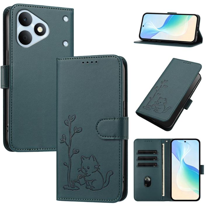 YX0014 Cat Watering Tree Buckle Vegan Leather Phone Case with Lanyard, For Realme P4 Power 5G, For Realme Note 80 4G, For Realme  Neo8 5G, For Realme  16 5G, For Realme 16 Pro+ 5G, For Realme  16 Pro 5G, For Realme GT 8 Pro Global, For Realme C85 5G   ...