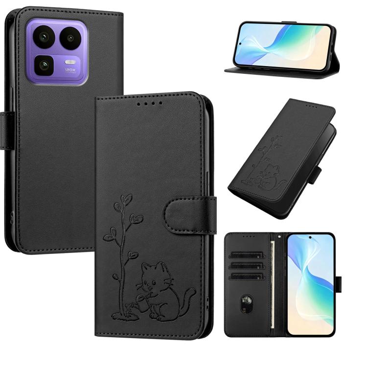 YX0014 Cat Watering Tree Buckle Vegan Leather Phone Case with Lanyard, For Realme P4 Power 5G, For Realme Note 80 4G, For Realme  Neo8 5G, For Realme  16 5G, For Realme 16 Pro+ 5G, For Realme  16 Pro 5G, For Realme GT 8 Pro Global, For Realme C85 5G   ...