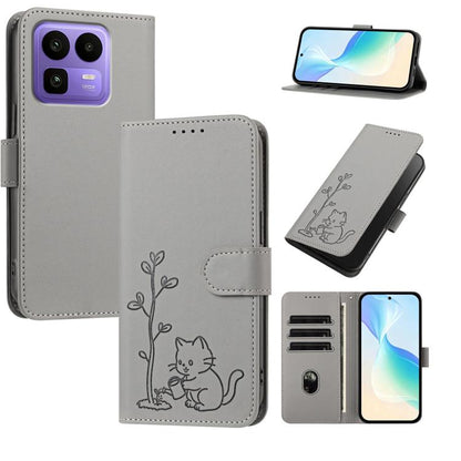 YX0014 Cat Watering Tree Buckle Vegan Leather Phone Case with Lanyard, For Realme P4 Power 5G, For Realme Note 80 4G, For Realme  Neo8 5G, For Realme  16 5G, For Realme 16 Pro+ 5G, For Realme  16 Pro 5G, For Realme GT 8 Pro Global, For Realme C85 5G   ...