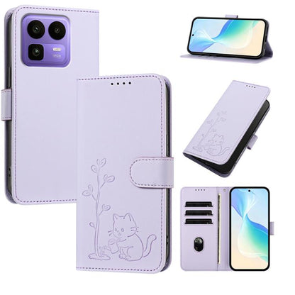 YX0014 Cat Watering Tree Buckle Vegan Leather Phone Case with Lanyard, For Realme P4 Power 5G, For Realme Note 80 4G, For Realme  Neo8 5G, For Realme  16 5G, For Realme 16 Pro+ 5G, For Realme  16 Pro 5G, For Realme GT 8 Pro Global, For Realme C85 5G   ...