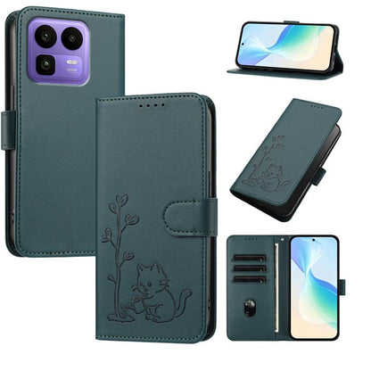 YX0014 Cat Watering Tree Buckle Vegan Leather Phone Case with Lanyard, For Realme P4 Power 5G, For Realme Note 80 4G, For Realme  Neo8 5G, For Realme  16 5G, For Realme 16 Pro+ 5G, For Realme  16 Pro 5G, For Realme GT 8 Pro Global, For Realme C85 5G   ...