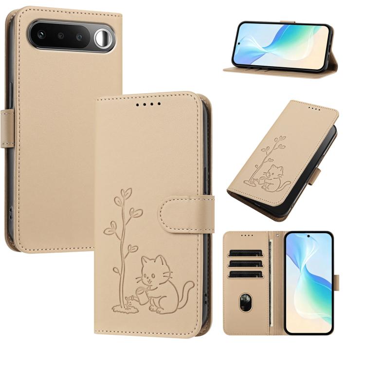 YX0014 Cat Watering Tree Buckle Vegan Leather Phone Case with Lanyard, For Realme P4 Power 5G, For Realme Note 80 4G, For Realme  Neo8 5G, For Realme  16 5G, For Realme 16 Pro+ 5G, For Realme  16 Pro 5G, For Realme GT 8 Pro Global, For Realme C85 5G   ...