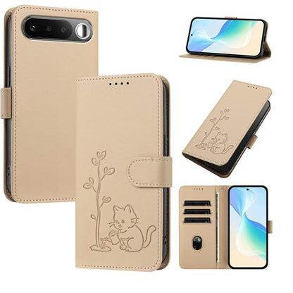 YX0014 Cat Watering Tree Buckle Vegan Leather Phone Case with Lanyard, For Realme P4 Power 5G, For Realme Note 80 4G, For Realme  Neo8 5G, For Realme  16 5G, For Realme 16 Pro+ 5G, For Realme  16 Pro 5G, For Realme GT 8 Pro Global, For Realme C85 5G   ...