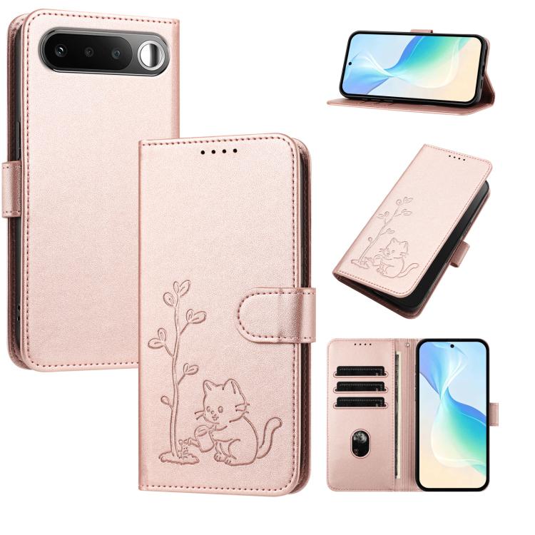 YX0014 Cat Watering Tree Buckle Vegan Leather Phone Case with Lanyard, For Realme P4 Power 5G, For Realme Note 80 4G, For Realme  Neo8 5G, For Realme  16 5G, For Realme 16 Pro+ 5G, For Realme  16 Pro 5G, For Realme GT 8 Pro Global, For Realme C85 5G   ...