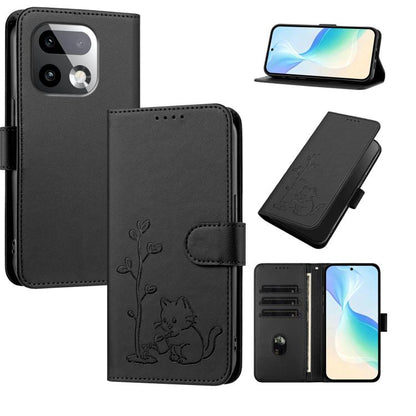 YX0014 Cat Watering Tree Buckle Vegan Leather Phone Case with Lanyard, For Realme P4 Power 5G, For Realme Note 80 4G, For Realme  Neo8 5G, For Realme  16 5G, For Realme 16 Pro+ 5G, For Realme  16 Pro 5G, For Realme GT 8 Pro Global, For Realme C85 5G   ...