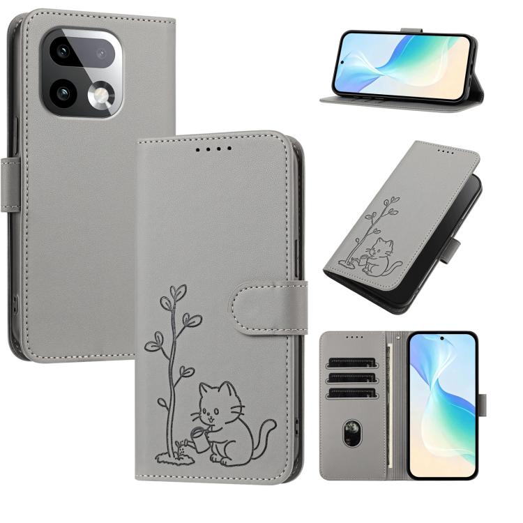 YX0014 Cat Watering Tree Buckle Vegan Leather Phone Case with Lanyard, For Realme P4 Power 5G, For Realme Note 80 4G, For Realme  Neo8 5G, For Realme  16 5G, For Realme 16 Pro+ 5G, For Realme  16 Pro 5G, For Realme GT 8 Pro Global, For Realme C85 5G   ...