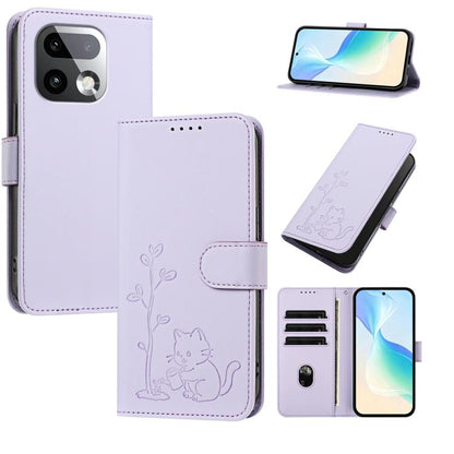YX0014 Cat Watering Tree Buckle Vegan Leather Phone Case with Lanyard, For Realme P4 Power 5G, For Realme Note 80 4G, For Realme  Neo8 5G, For Realme  16 5G, For Realme 16 Pro+ 5G, For Realme  16 Pro 5G, For Realme GT 8 Pro Global, For Realme C85 5G   ...