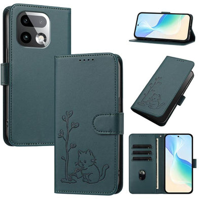 YX0014 Cat Watering Tree Buckle Vegan Leather Phone Case with Lanyard, For Realme P4 Power 5G, For Realme Note 80 4G, For Realme  Neo8 5G, For Realme  16 5G, For Realme 16 Pro+ 5G, For Realme  16 Pro 5G, For Realme GT 8 Pro Global, For Realme C85 5G   ...