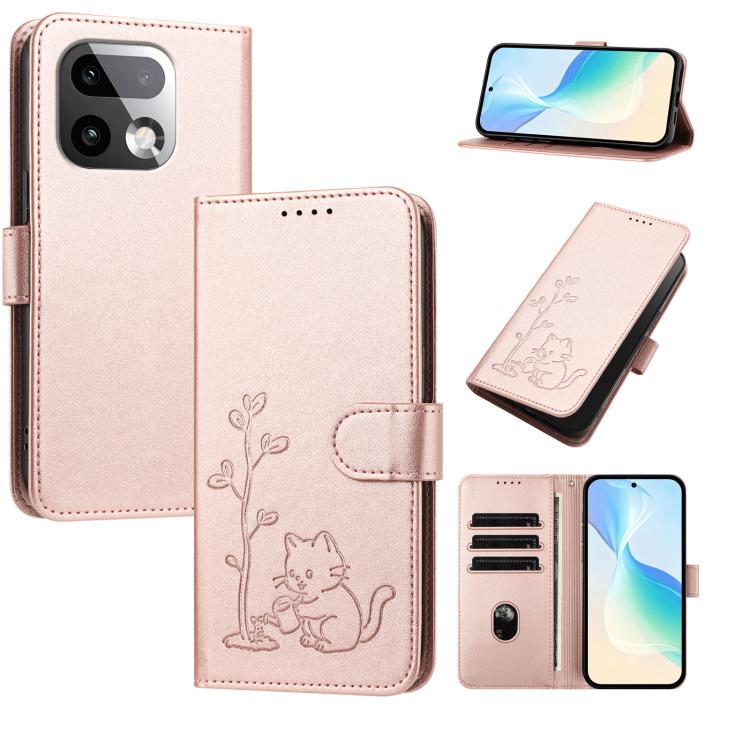 YX0014 Cat Watering Tree Buckle Vegan Leather Phone Case with Lanyard, For Realme P4 Power 5G, For Realme Note 80 4G, For Realme  Neo8 5G, For Realme  16 5G, For Realme 16 Pro+ 5G, For Realme  16 Pro 5G, For Realme GT 8 Pro Global, For Realme C85 5G   ...
