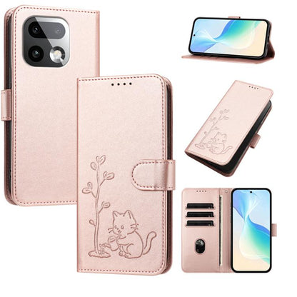 YX0014 Cat Watering Tree Buckle Vegan Leather Phone Case with Lanyard, For Realme P4 Power 5G, For Realme Note 80 4G, For Realme  Neo8 5G, For Realme  16 5G, For Realme 16 Pro+ 5G, For Realme  16 Pro 5G, For Realme GT 8 Pro Global, For Realme C85 5G   ...