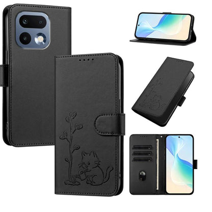 YX0014 Cat Watering Tree Buckle Vegan Leather Phone Case with Lanyard, For Realme P4 Power 5G, For Realme Note 80 4G, For Realme  Neo8 5G, For Realme  16 5G, For Realme 16 Pro+ 5G, For Realme  16 Pro 5G, For Realme GT 8 Pro Global, For Realme C85 5G   ...