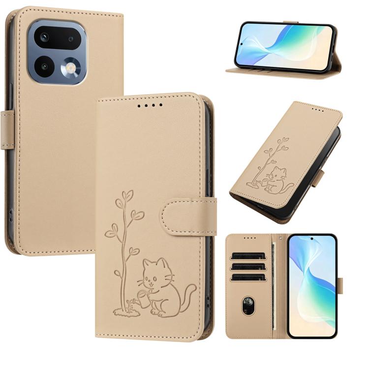 YX0014 Cat Watering Tree Buckle Vegan Leather Phone Case with Lanyard, For Realme P4 Power 5G, For Realme Note 80 4G, For Realme  Neo8 5G, For Realme  16 5G, For Realme 16 Pro+ 5G, For Realme  16 Pro 5G, For Realme GT 8 Pro Global, For Realme C85 5G   ...