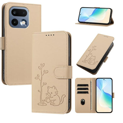 YX0014 Cat Watering Tree Buckle Vegan Leather Phone Case with Lanyard, For Realme P4 Power 5G, For Realme Note 80 4G, For Realme  Neo8 5G, For Realme  16 5G, For Realme 16 Pro+ 5G, For Realme  16 Pro 5G, For Realme GT 8 Pro Global, For Realme C85 5G   ...